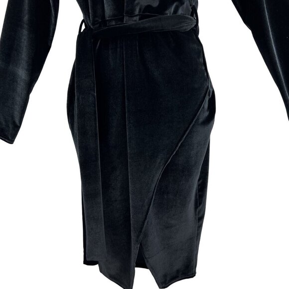 NWT Nasty Gal Black Velvet Long Sleeve Wrap Dress 8 Chic Witchy Business Career - Picture 8 of 16